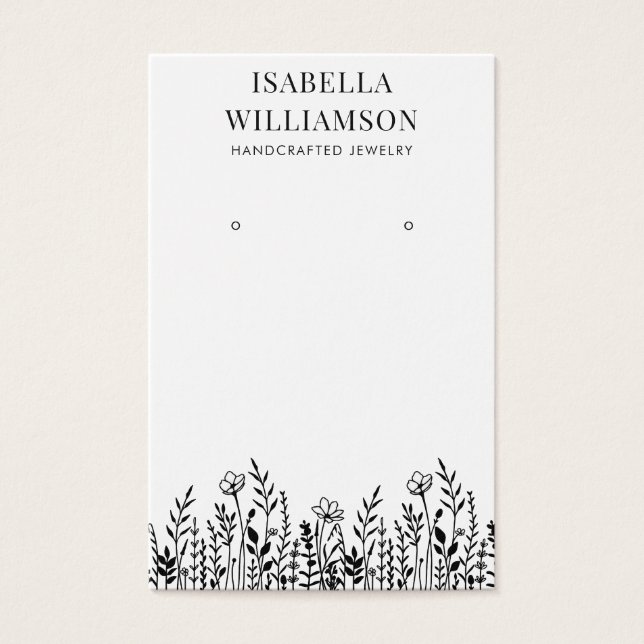 Pretty Wildflower Sketch Earring Display Cards (Front)