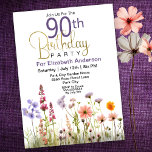 Pretty Wildflowers 90th Birthday Invitation<br><div class="desc">Pretty Wildflowers 90th Birthday Invitation For Women. Easy To Change The Sample Text To Your Own By Clicking Personalize This Template. Click Edit In Design Tool To Change The Font Type, Font Colour, Font Size, Or To Add/Delete/Change The Text Or Design Elements. This Birthday Invitation Is Available For The 30th,...</div>