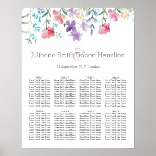 Pretty Wildflowers Beautiful Wedding Seating Chart