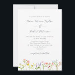 Pretty Wildflowers Cottagecore Calligraphy Wedding Invitation<br><div class="desc">A pretty wedding invitation perfect for a spring outdoor wedding,  with watercolor wildflowers in pastel and vibrant colours of lilac,  yellow and coral,  with green leaves,  and modern calligraphy on a clean white background. Personalize with your details in dark grey.</div>