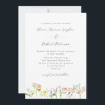 Pretty Wildflowers Cottagecore Calligraphy Wedding Invitation<br><div class="desc">A pretty wedding invitation perfect for a spring outdoor wedding,  with watercolor wildflowers in pastel and vibrant colours of lilac,  yellow and coral,  with green leaves,  and modern calligraphy on a clean white background. Personalize with your details in dark grey.</div>