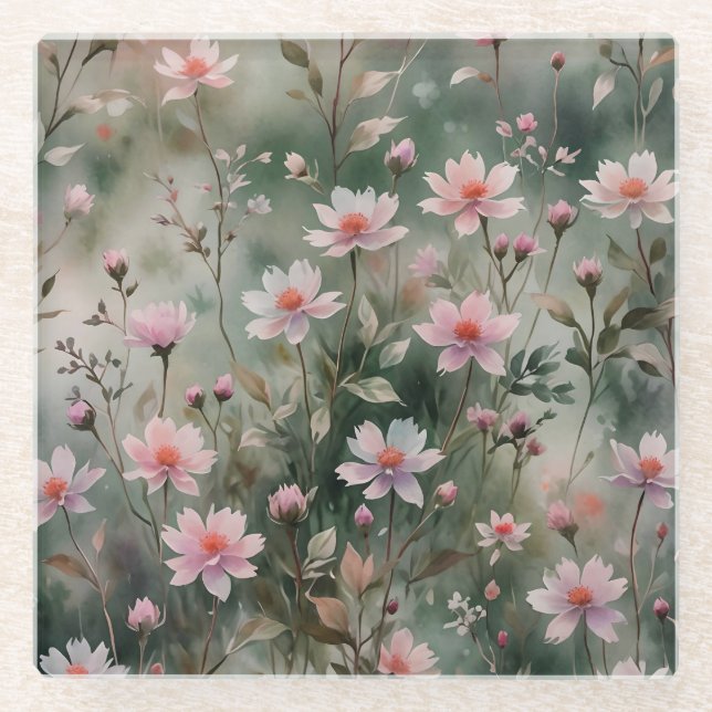 Pretty Wildflowers Glass Coaster (Front)