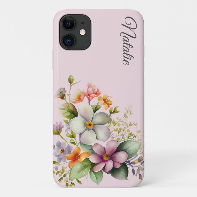 Pretty Wildflowers on pale pink Case-Mate iPhone Case (Back)