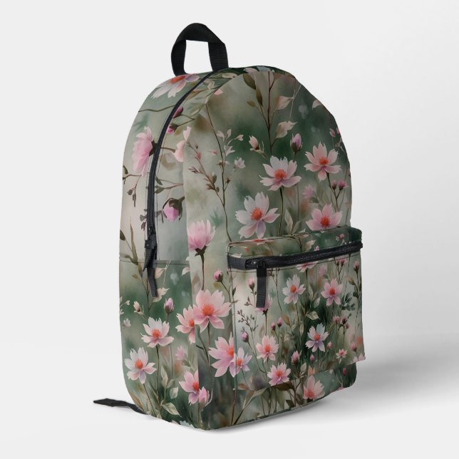 Pretty Wildflowers Printed Backpack (Back Corner Left)