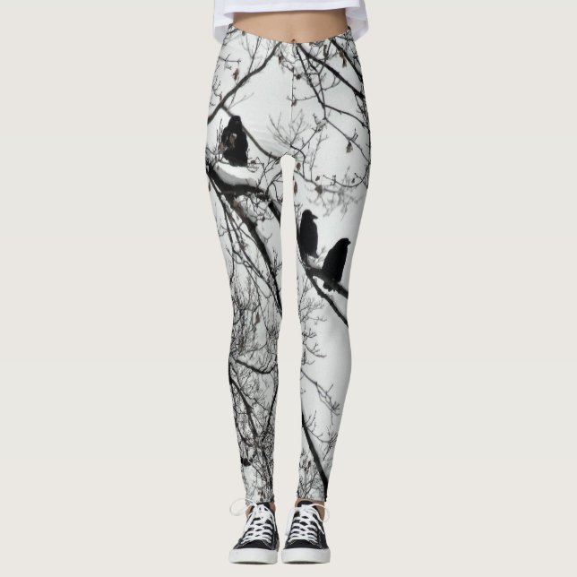 Pretty Winter Blackbirds Leggings (Front)