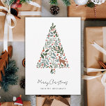 Pretty Winter Foliage Christmas Tree | Little Deer Holiday Card<br><div class="desc">This beautful,  elegant Christmas holiday card features a Christmas tree designed out of winter foliage,  berries,  and a cute little deer. Easy to personalize and there are more text templates on the back for further personalization. The background and text colours can be easily customized,  if desired.</div>