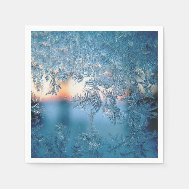 Pretty Winter Frosted Glass Photo Napkin (Front)
