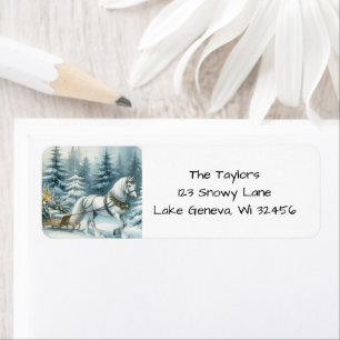 Pretty Winter Horse and a Christmas Sleigh