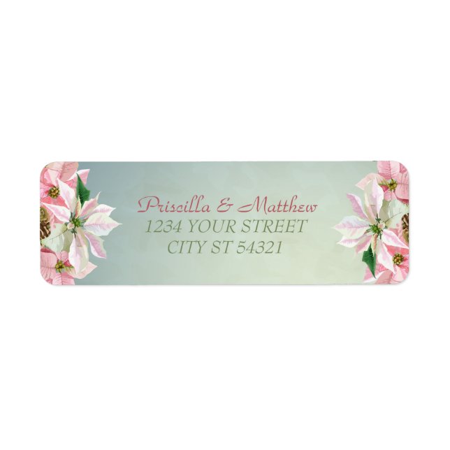 Pretty Winter Pine & Poinsettia Address Labels (Front)