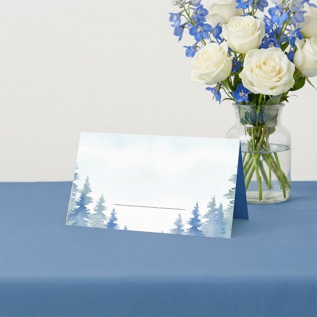 Pretty winter pine trees wedding place card (Pretty winter pine trees wedding place card.)