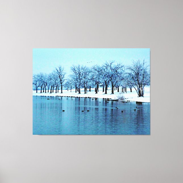 Pretty Winter Pond Wrapped Canvas (Front)