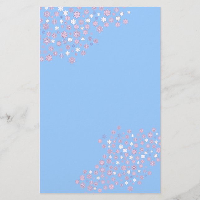 Pretty Winter Snowflakes Stationery (Front)