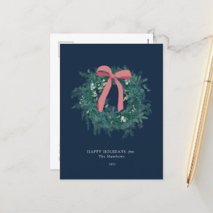 Pretty Winter Wreath Family Holiday Postcard