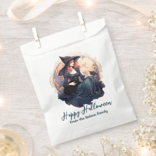 Pretty Witch and Cute Black Cat Happy Halloween Favour Bag