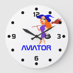 Pretty witch Aviator customizable Large Clock