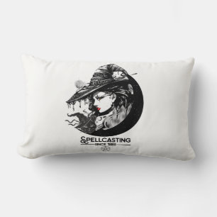 Pretty Witch & Black Cat Wiccan Wicca Spellcasting Lumbar Pillow