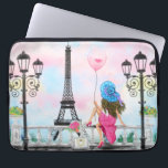 Pretty Woman and Pink Heart Balloon - I Love Paris Laptop Sleeve<br><div class="desc">Pretty Woman and Pink Heart Balloon - I Love Paris - Eiffel Tower Romantic Drawing - Choose / Add Your Unique Text / Font / Colour - Make Your Special Gift - Resize and move or remove and add elements - Image / text with customization tool ! - Drawing and...</div>