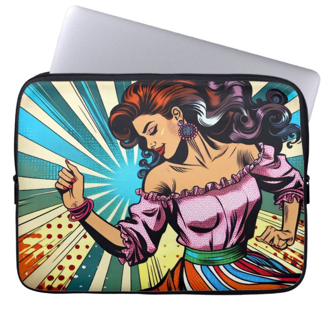 Pretty Woman Dancing Salsa Pop Art Laptop Sleeve (Front)