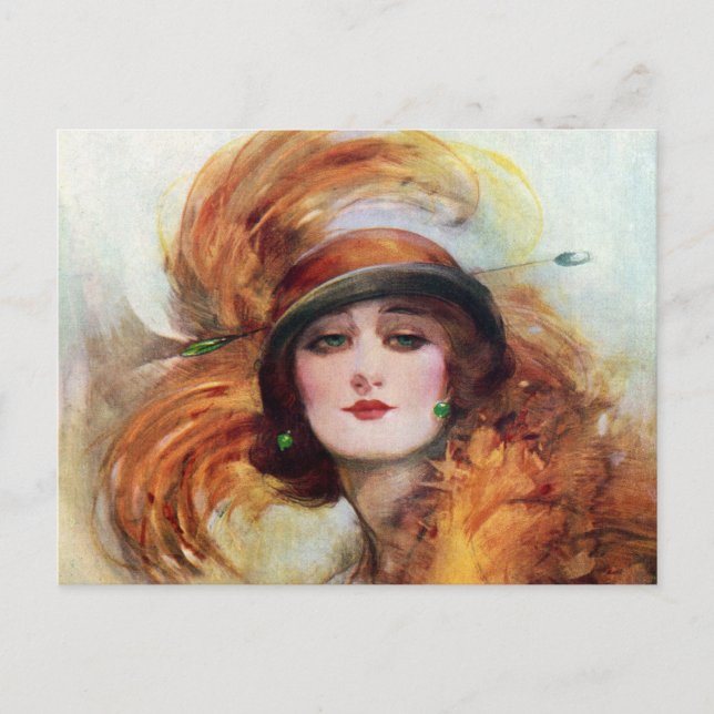 Pretty Woman Flapper Fashion 1920s Postcard (Front)