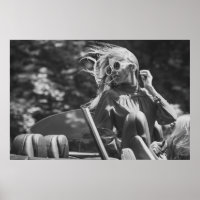 Pretty woman in convertible car