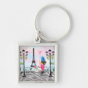 Pretty Woman In Paris Keychain Eiffel Tower