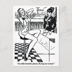 Pretty Woman in the Shop, Humour, Vintage Postcard