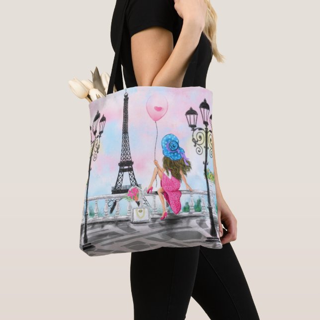Pretty Woman Pink Heart Balloon In Paris Tote Bag (Close Up)