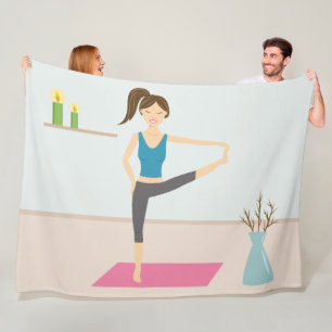 Pretty Woman Practising Yoga In A Stylish Room Fleece Blanket