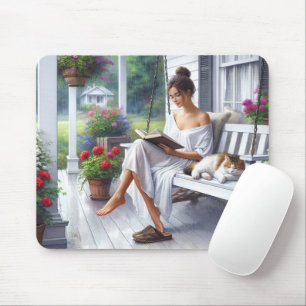 Pretty Woman Reading a Book Mouse Pad