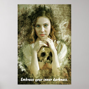 Pretty woman with skull poster