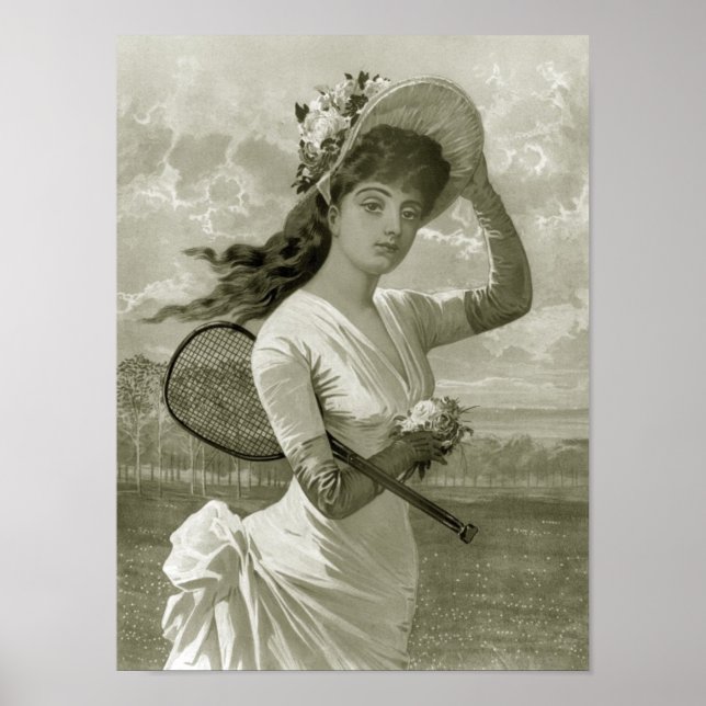 Pretty Woman With Tennis Racket, 1887 Poster (Front)