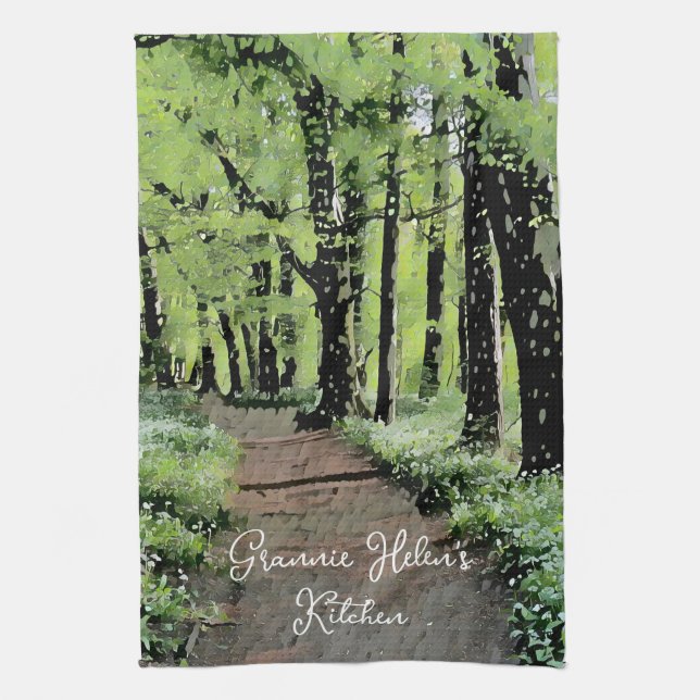 Pretty Woodland  Personalized Kitchen Towel (Vertical)