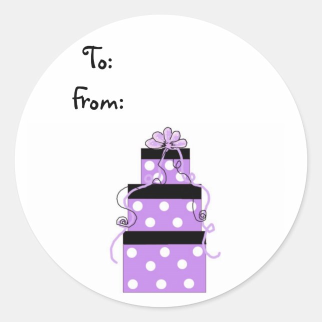 Pretty Wrapped Purple Packages Classic Round Sticker (Front)