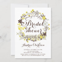 Pretty Yellow and Grey Floral Wreath Bridal Shower