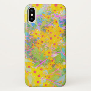 Pretty Yellow and Red Flowers with Turquoise Case-Mate iPhone Case
