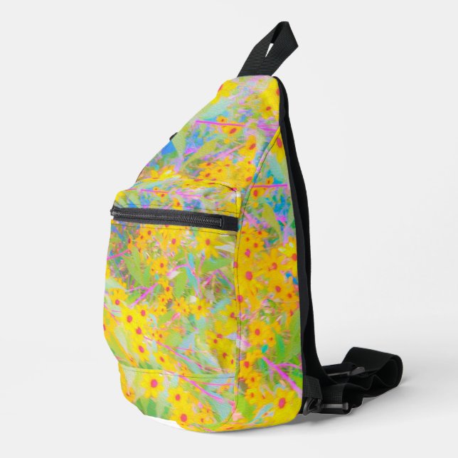 Pretty Yellow and Red Flowers with Turquoise Sling Bag (Right Corner)