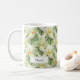Pretty Yellow and White Cockatiel Pet Bird Custom  Coffee Mug