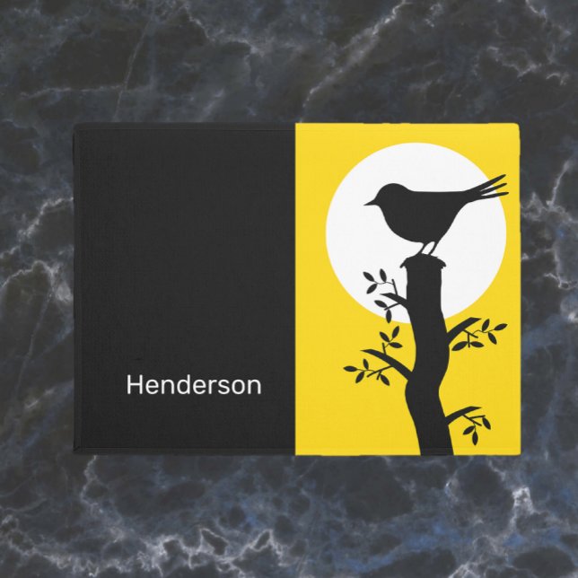 Pretty Yellow Bird Silouhette Zen Vibe Doormat (Creator Uploaded)