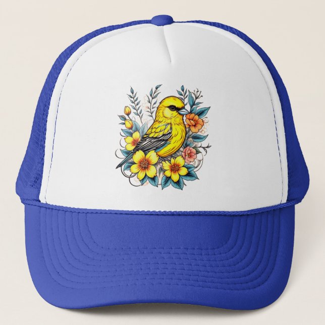 Pretty Yellow Bird Trucker Hat (Front)