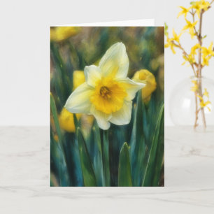 Pretty Yellow Daffodil Art Note Card