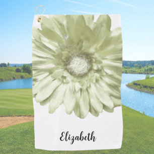 Pretty yellow daisy flower custom name womens golf towel