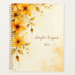 Pretty Yellow Floral Botanical Watercolor Planner