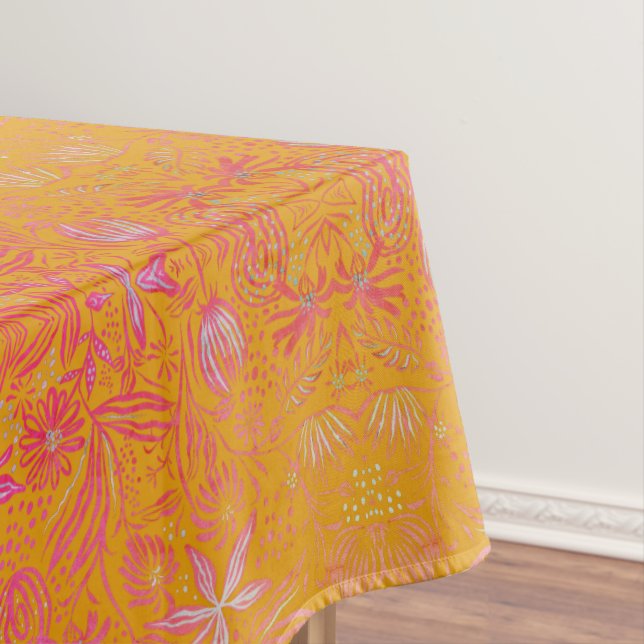 Pretty Yellow Floral Tablecloth (In Situ)