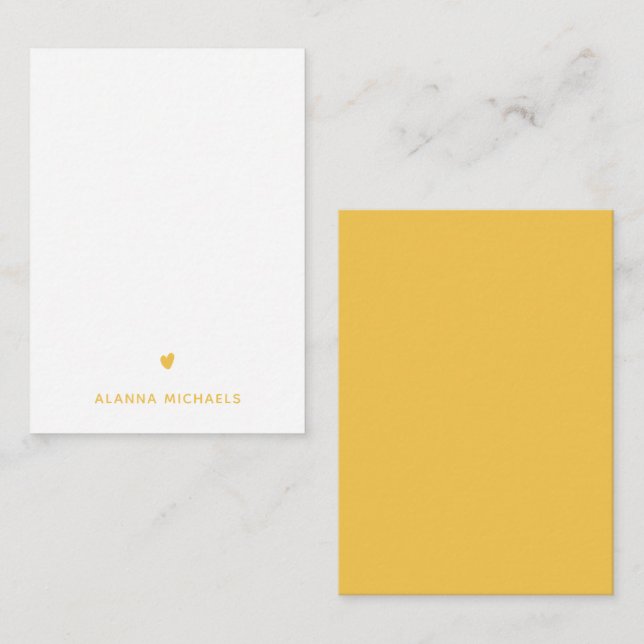 Pretty Yellow Heart and Name Card (Front/Back)