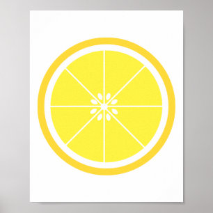 Pretty Yellow Lemon Citrus Fruit Slice Poster