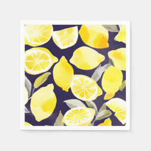 Pretty Yellow Lemons Cute Watercolor Napkin