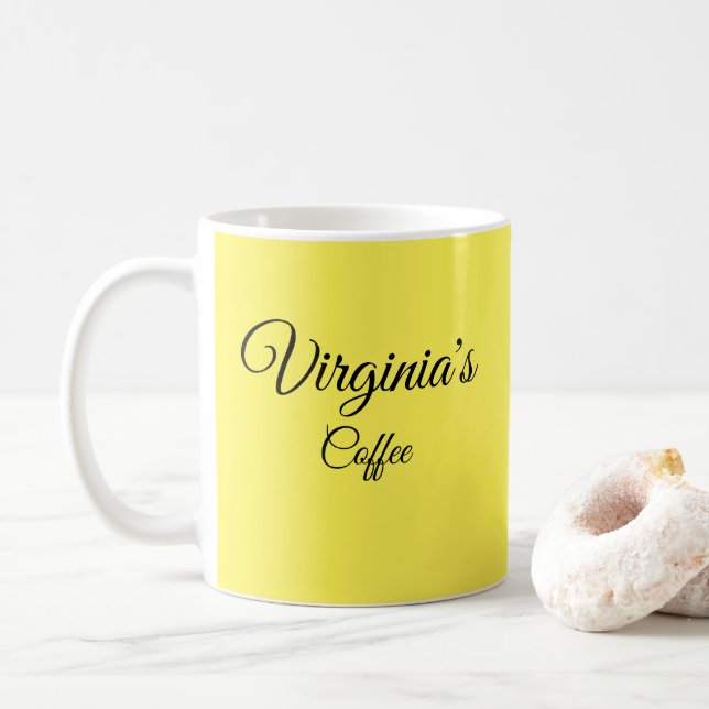 Pretty Yellow Personalized Coffee Mug (With Donut)