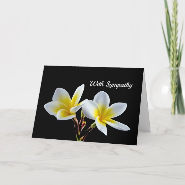 Pretty Yellow Plumeria Floral Photo Sympathy Card (Front)