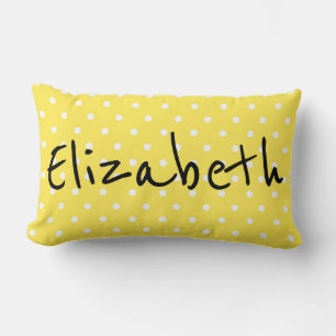 Pretty Yellow Polka Dots Lumbar Pillow