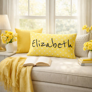 Pretty Yellow Polka Dots  Lumbar Pillow